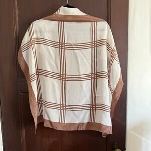 BILL BLASS for Baar & Beards  80s Vintage Silk Brown Plaid Silk Scarf 31"x 31